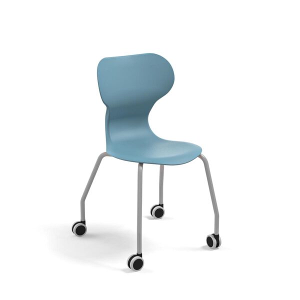 Vierbein Stuhl mit Rollen Miato in der Farbe Blau
