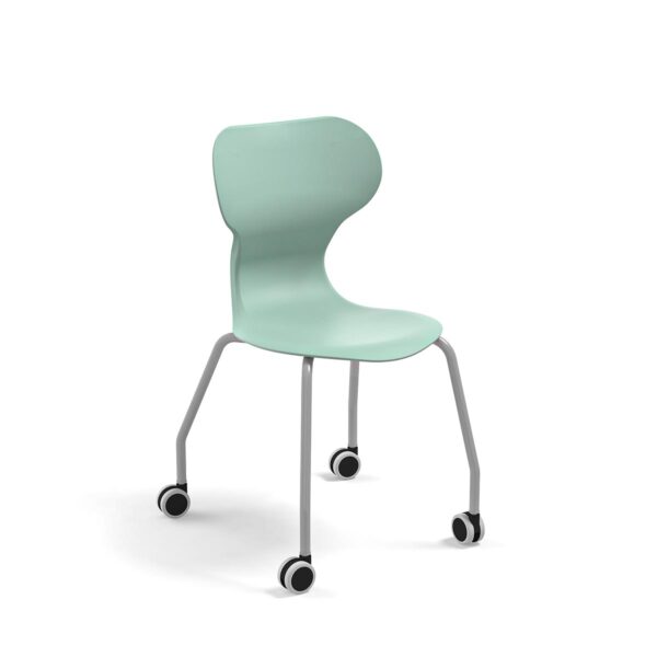 Vierbein Stuhl mit Rollen Miato in der Farbe Grün