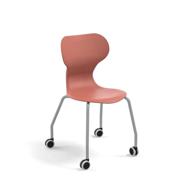 Vierbein Stuhl mit Rollen Miato in der Farbe Rot