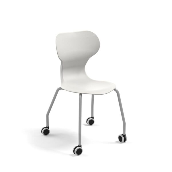 Vierbein Stuhl mit Rollen Miato in der Farbe Weiß